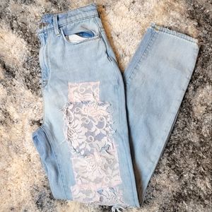 BDG Lace Patch Mom Jeans